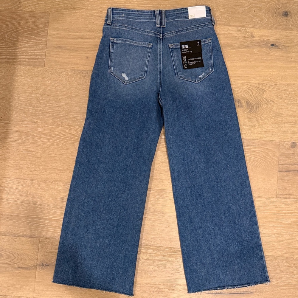 PAIGE Anessa High-Rise jeans with cropped wide leg and Raw Hem - size 26 - NWT - Picture 3 of 14